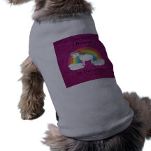 I believe in unicorns pink glitter doggie tee shirt