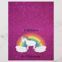 I believe in unicorns pink glitter flyers