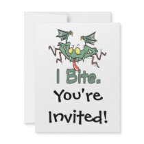 i bite crazy bat halloween cartoon personalized invitation