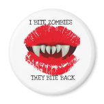 I BITE ZOMBIES...VAMPIRE LIPS PRINT magnets