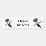 I Brake for Birds, Watercolor Magpie for Birders Bumper Sticker