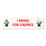 I BRAKE FOR GNOMES (RED) bumper stickers