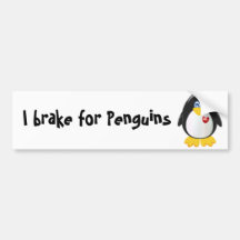 I brake for Penguins Bumper Stickers