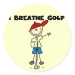 I Breathe Golf Tshirts and Gifts Round Stickers