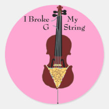 I Broke My G String (Cello) Round Stickers