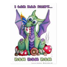 I Can Haz Fairy NOM NOM NOM cute baby dragon Post Card