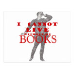 I cannot live without my books - male postcard
