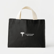 I care about people before profits bag