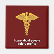 I care about people before profits fridge magnet