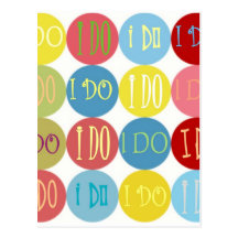 I DO COLORED DOTS POSTCARDS