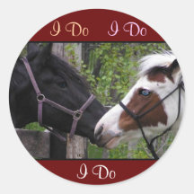 'I Do' Horse Love Envelope Seals Round Sticker