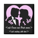 I DO Silhouette Couple Wedding Favor Magnets