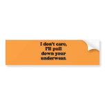 I dont' care I'll pull down your underwear Bumper Stickers