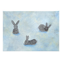 I Dream of Rabbits fun unique modern art painting Custom Announcements