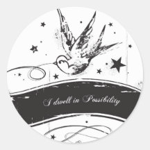"I dwell in Possibility" Round Stickers