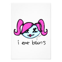 "i eat brains" Cute Zombie Custom Announcement