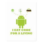 I Eat Code For A Living (Developer) Postcard