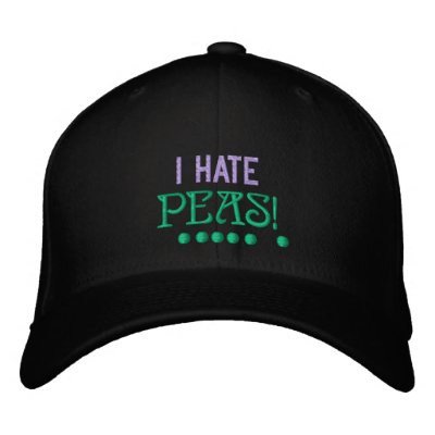 I HATE PEAS - HAT EMBROIDERED BASEBALL CAP by seapearls