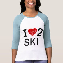 i HEART 2 SKI -- Heart tattoo design on back T-shirts