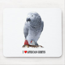 I heart African greys Mousepads