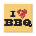I heart BBQ, Steak Heart Shape Funny Grilling magnets