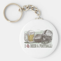 I Heart Beer and Football Key Chain