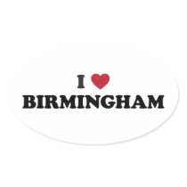 I Heart Birmingham England Oval Stickers