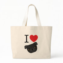 I Heart Black Pugs Tote Bag