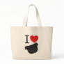 I Heart Black Pugs Tote Bag