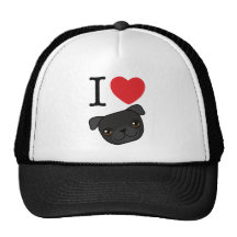 I Heart Black Pugs Mesh Hat