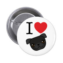 I Heart Black Pugs Pinback Button