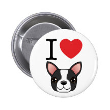 I Heart Boston Terriers Button