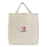 I heart cats embroidered bags