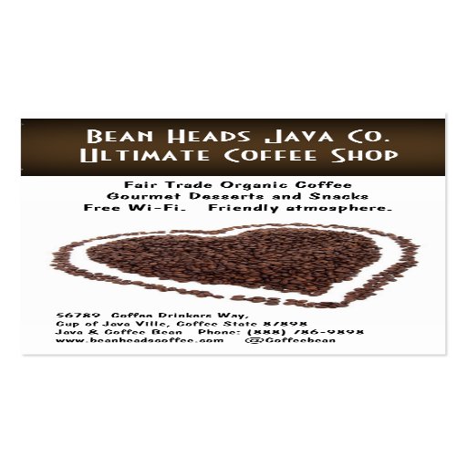I Heart Coffee!  Heart Shaped Coffee Beans Business Card Template