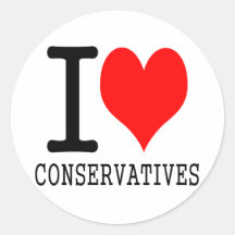I heart conservatives round stickers