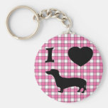 I Heart Dachshund Plaid Keychain