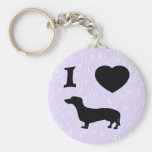 I Heart Dachshund Purple Keychain