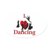 I Heart Dancing Oval Sticker