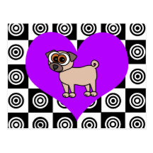 I Heart Dogs - Black , Purple, White Postcard