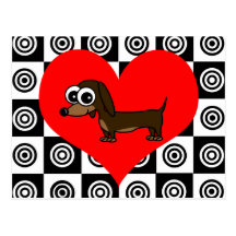 I Heart Dogs - Black ,Red, White Postcard