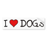 I HEART DOGS bumper stickers