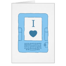 i heart ebooks (blue) greeting card