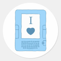 i heart ebooks (blue) round stickers