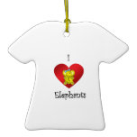 I heart elephants in gold and blue christmas tree ornament
