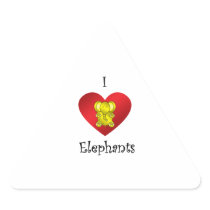 I heart elephants in gold triangle sticker