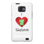 I heart elephants in green and pink samsung galaxy cover