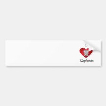 I heart elephants in grey and blue bumper sticker