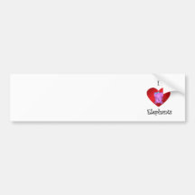 I heart elephants in purple and blue bumper sticker