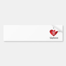 I heart elephants in red and blue bumper stickers