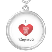 I heart elephants in red pendants